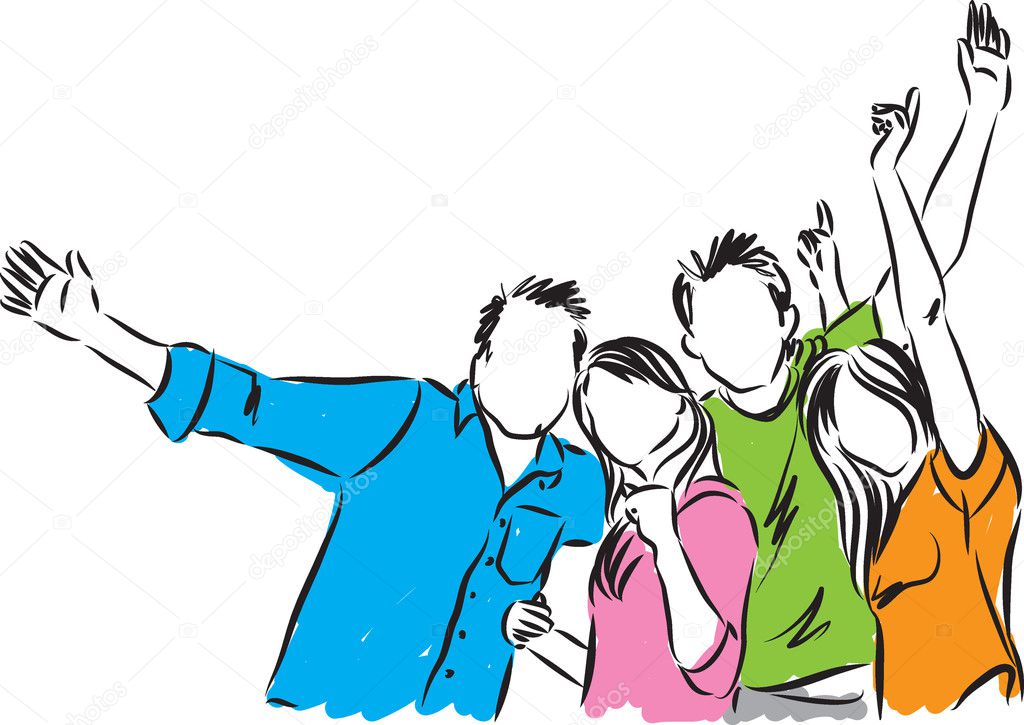  group of happy people illustration