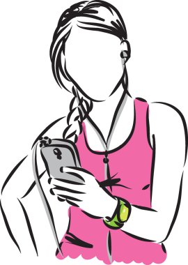 Kadın akıllı telefon çizim ile