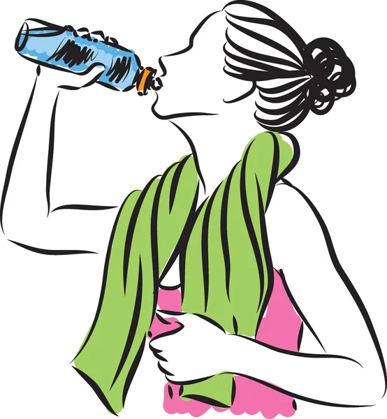 Fitness kvinna dricka illustration — Stock vektor