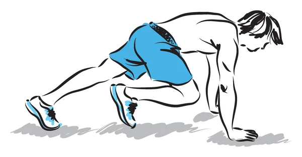Man athlete stretching exercises illustration — Stock Vector