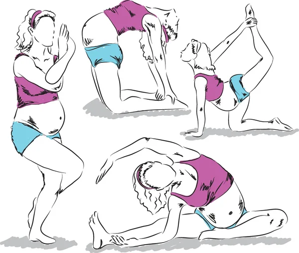女人孕妇瑜伽图 — 图库矢量图片