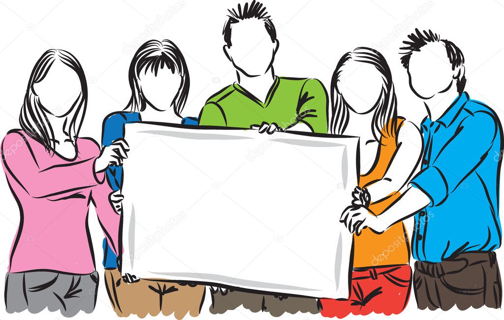 group of people showing white paper illustrator