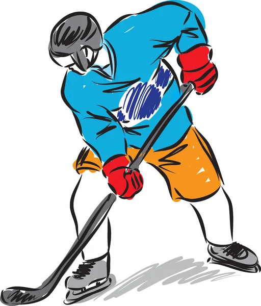 Hockey hombre jugador ilustración — Vector de stock