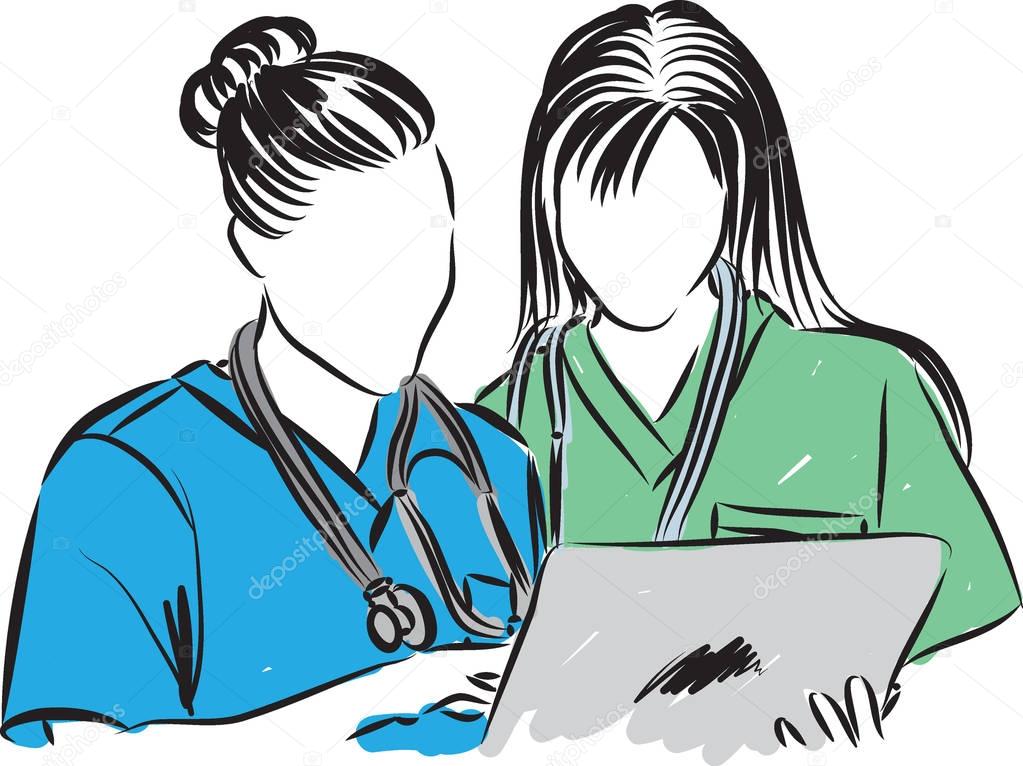  medical staff talking illustration