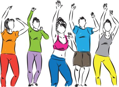 Grup fitness dansçılar şekil