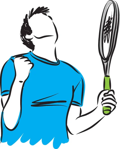 Выиграть жест теннисист иллюстрация — стоковый вектор