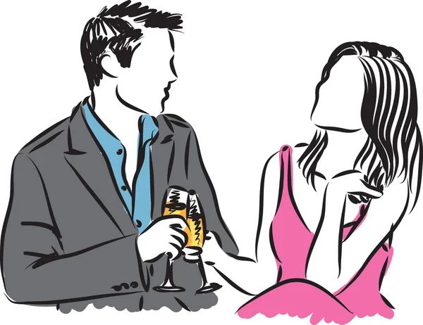 Çift erkek ve kadın illüstrasyon dating — Stok Vektör