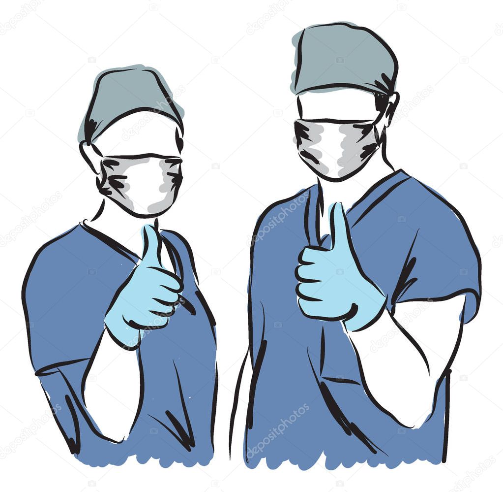 Man and woman medical staff illustration