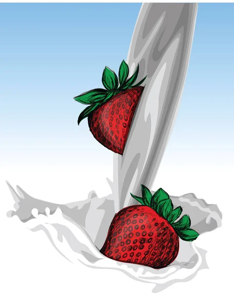 Illustration vectorielle lait-fraise — Image vectorielle