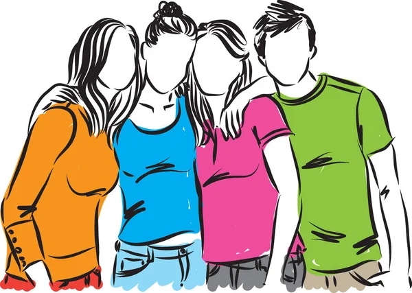 Groupe d'adolescents illustration — Image vectorielle