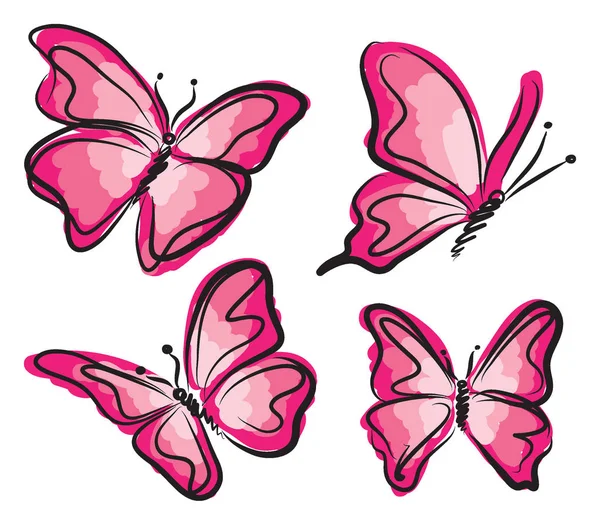 Ilustração borboleta vetor rosa — Vetor de Stock
