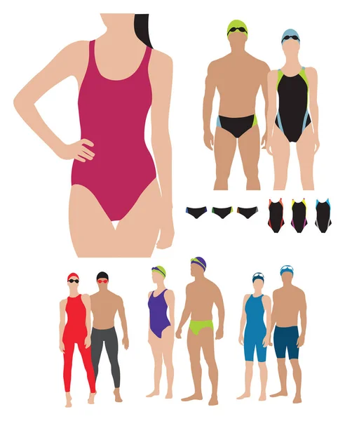 Professionelle Schwimmanzüge Modelle Illustration — Stockvektor