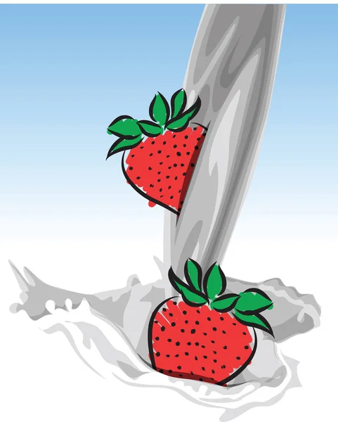 Puring illustration lait-fraise — Image vectorielle