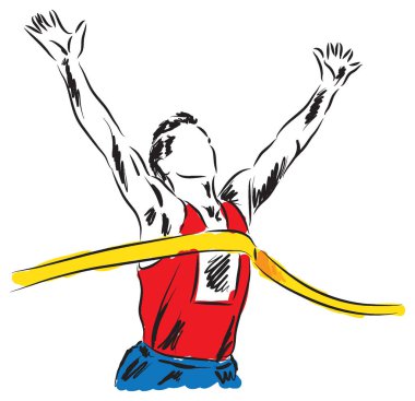 Oyundaki bitiş çizgisine kazanan illüstrasyon