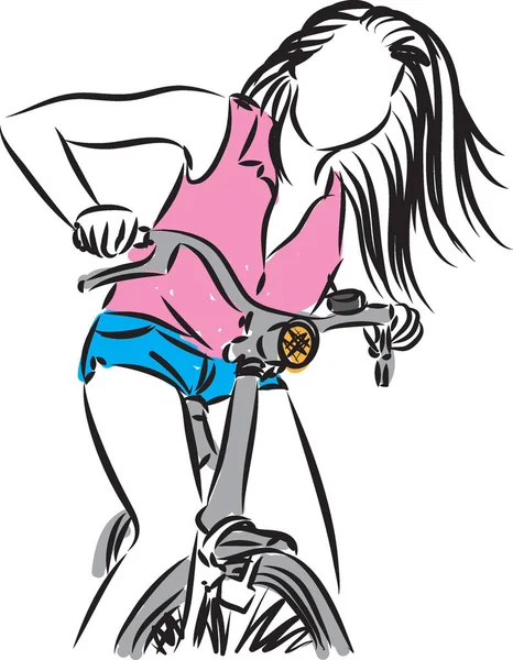 Mädchen mit Fahrrad-Illustration — Stockvektor