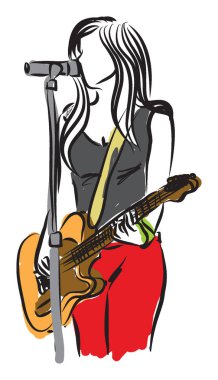 bir gitar illüstrasyon ile şarkıcı illüstrasyon