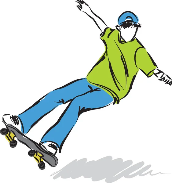 Uomo skateboard salto illustrazione — Vettoriale Stock