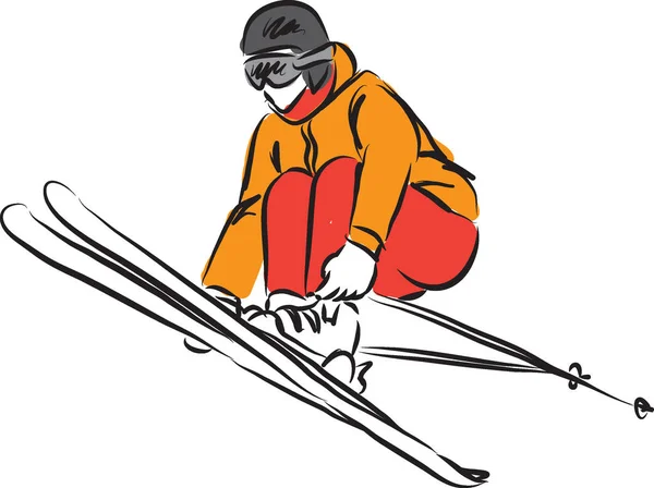 Ski jumping MAN illustration — Stock Vector