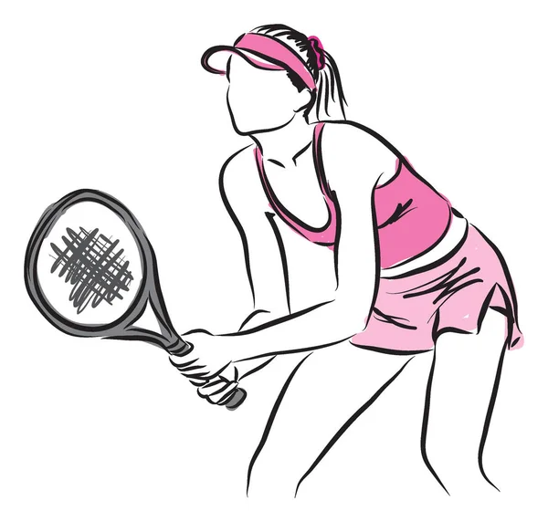 Tenis mujer jugador ilustración — Archivo Imágenes Vectoriales