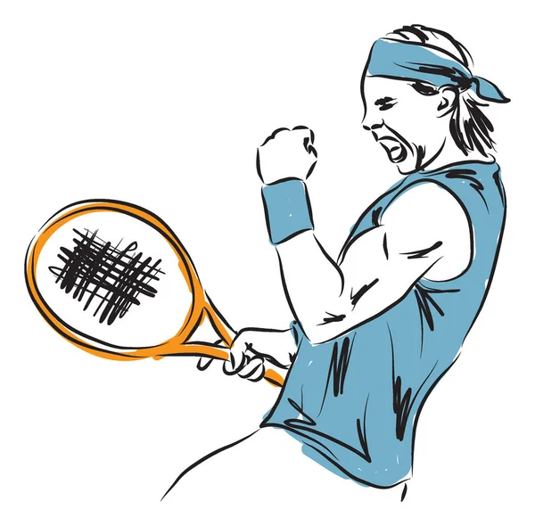 Tennis speler illustratie win — Stockvector