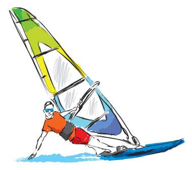 illüstrasyon adam vektör windsurf