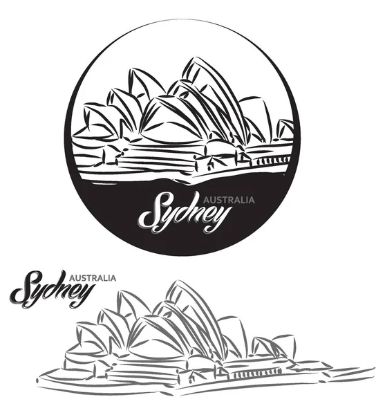 旅游标签悉尼澳大利亚刻字图 — 图库矢量图片