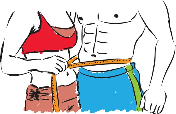 Donna e uomo corpo fitness illustrazione — Vettoriale Stock