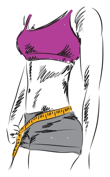 Fitness von Frauen beim Abnehmen Illustration — Stockvektor