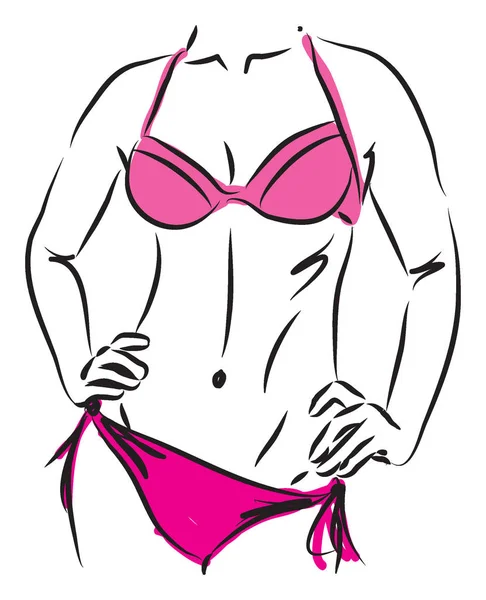 Femme en bikini fitness body illustration — Image vectorielle