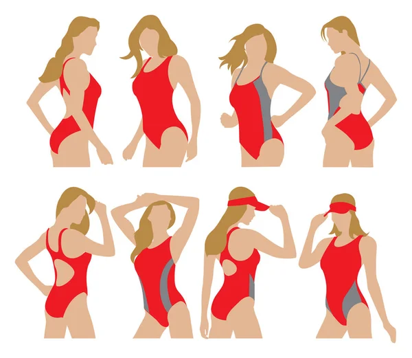 女子游泳套装模型图 — 图库矢量图片