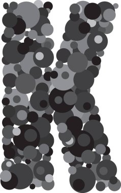  alfabe K illüstrasyon kabarcıklar