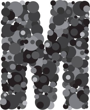  alfabe M illüstrasyon kabarcıklar