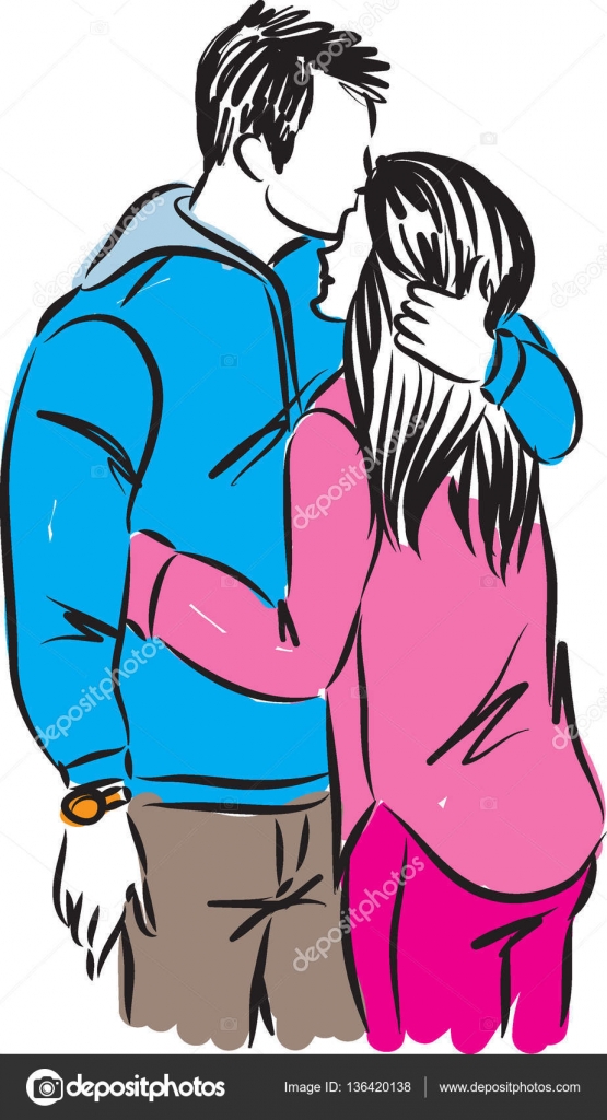 ロマンチックなカップルはキスの図 — ストックベクター © moniqcca