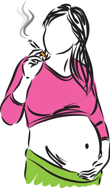 Zwangere vrouw roken illustratie — Stockvector