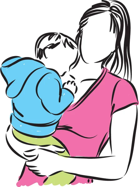 Mor och baby vektor illustration — Stock vektor