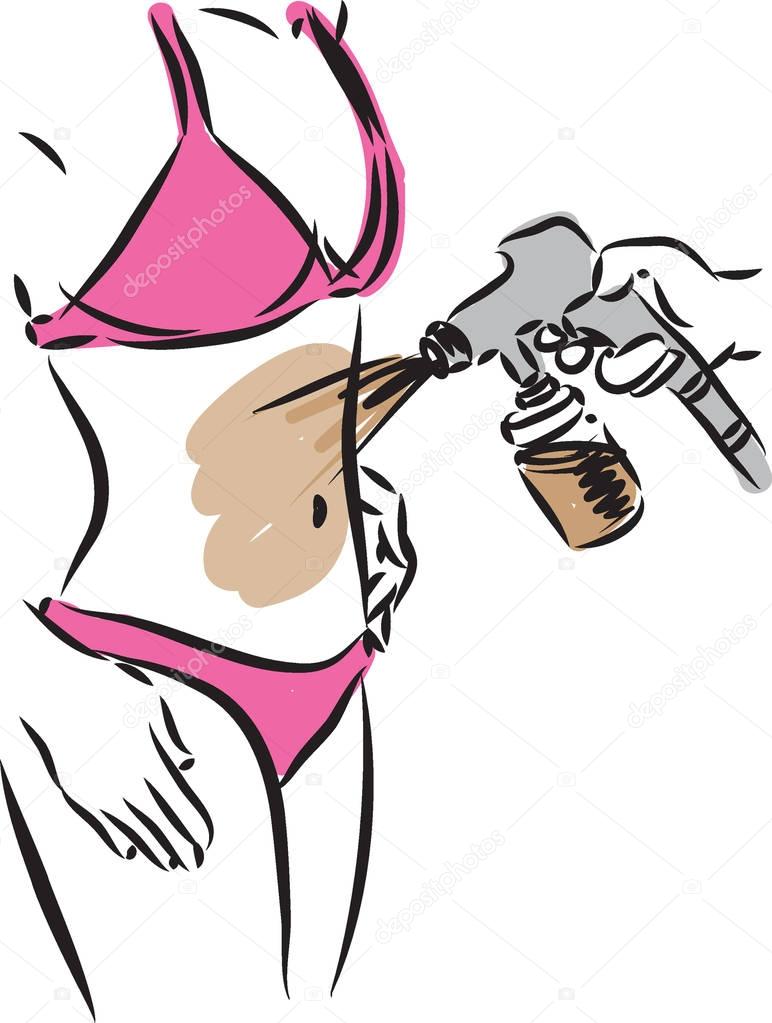woman tanning airbrush illustration