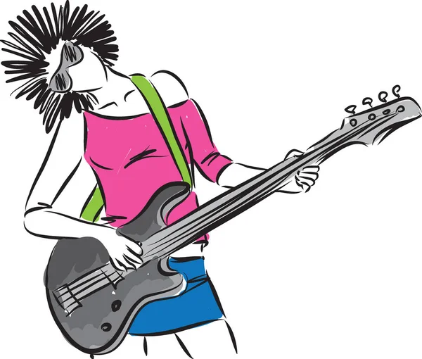  kadın oyun gitar illüstrasyon