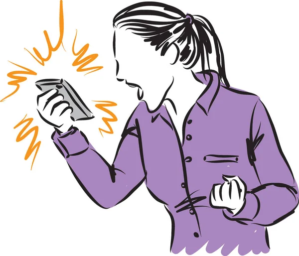Mujer gritando ilustración de teléfono — Archivo Imágenes Vectoriales
