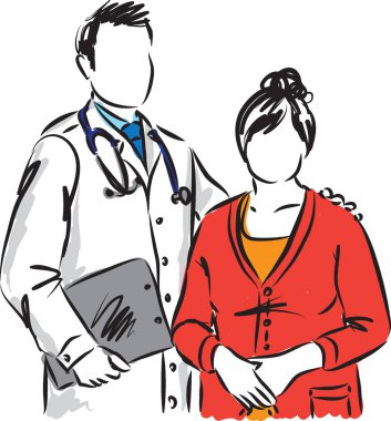 Doktor hasta çizim ile