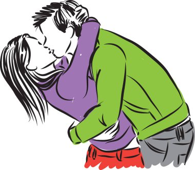 adam ve kadın çift illüstrasyon öpüşme
