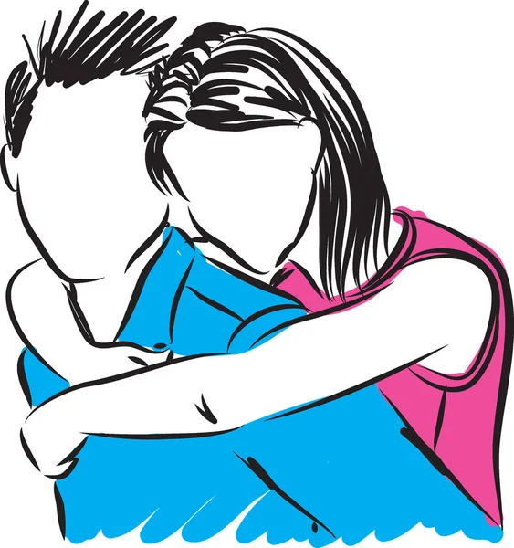 Muž a žena pár objímání ilustrace — Stockový vektor