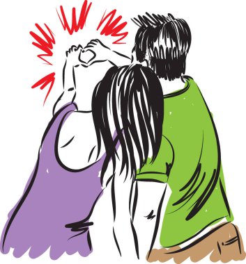 Çift erkek ve kadın illüstrasyon seviyorum