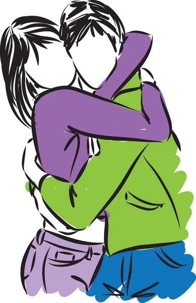 Paret älskar kramar illustration B — Stock vektor