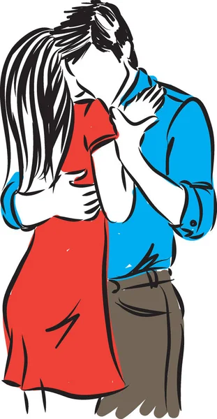 Muž a žena objímala love ilustrace — Stockový vektor