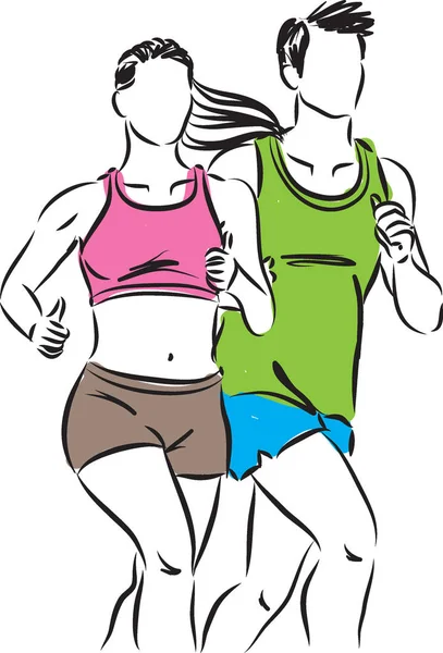 Fitness paar vectorillustratie — Stockvector