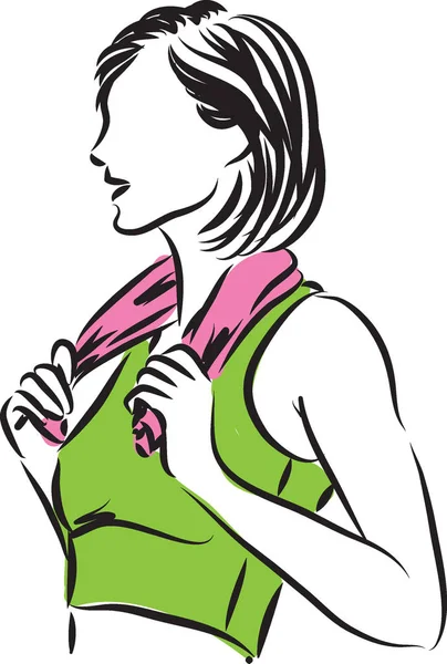 健身女人与毛巾图 — 图库矢量图片