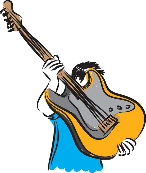 Man met een illustratie van de gitaar — Stockvector