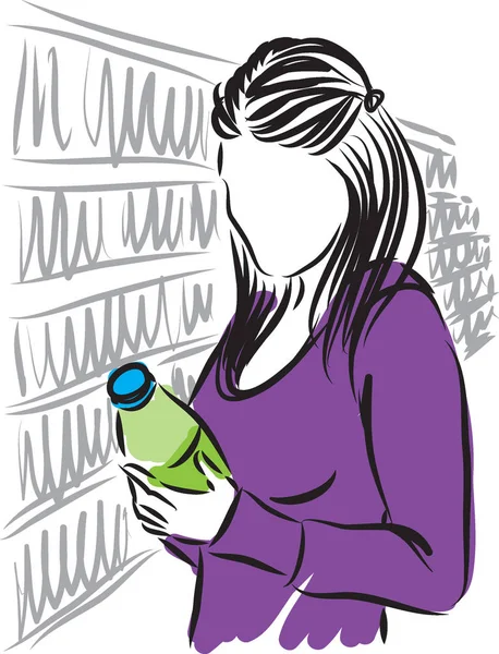 Vrouw bij supermarkt illustratie — Stockvector