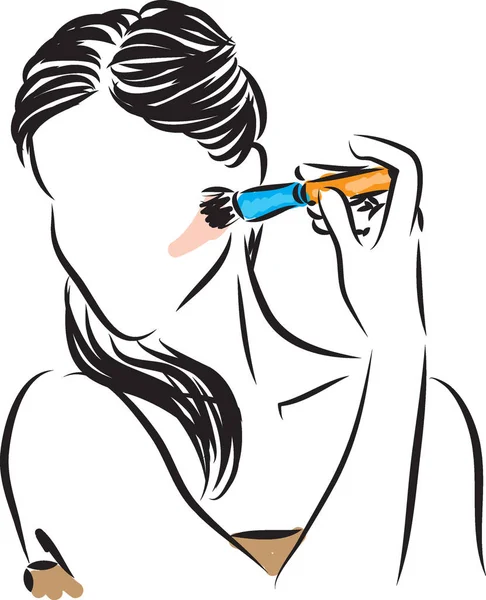 Mulher aplicando maquiagem ilustração —  Vetores de Stock