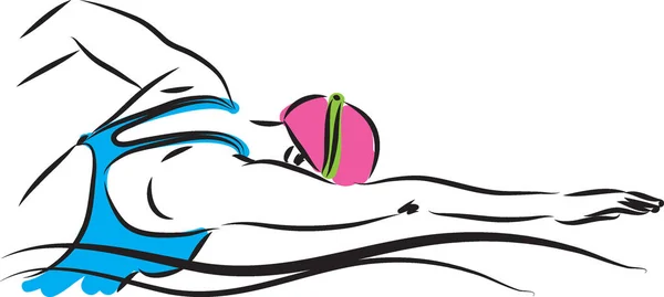 Illustrazione professionale nuotatore donna — Vettoriale Stock